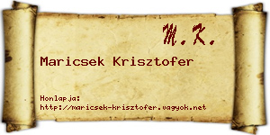 Maricsek Krisztofer névjegykártya